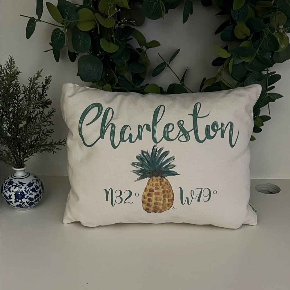 Charleston Decorative Pillow with Pineapple Design